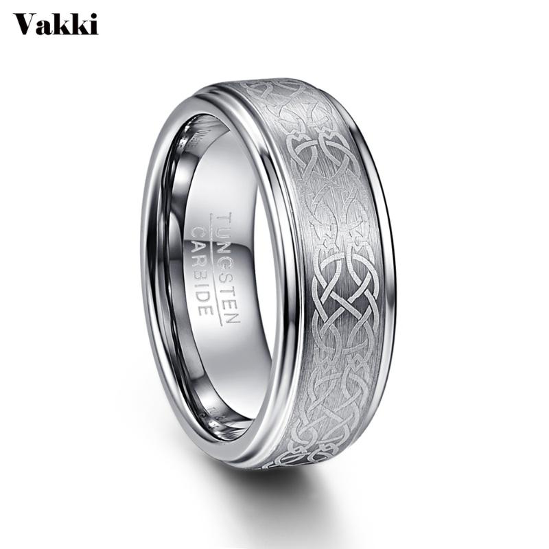 VAKKI Men's 8mm Laser Knot Brush Tungsten Carbide Wedding Band Rings Polished Silver Color Engagement Ring
VAKKI Men's 8mm Laser Knot Brush Tungsten Carbide Wedding Band Rings Polished Silver Color Engagement Ring