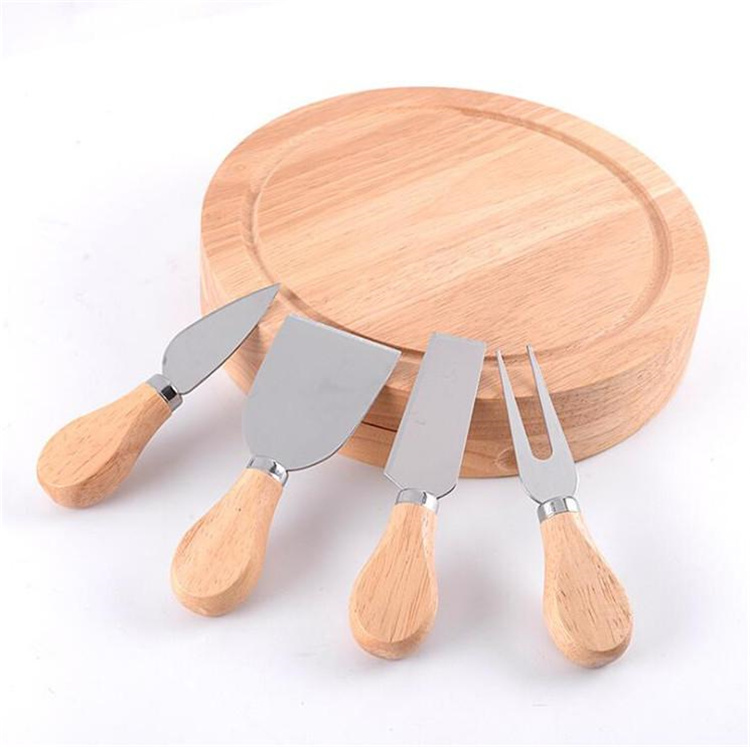 Useful Cheese Tools Set Oak Handle Knife Fork Shovel Kit Graters For Cutting Baking Board Sets Butter Pizza Slicer Cutter WLL763