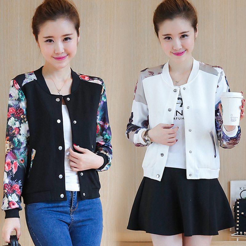 Fashion Spring Bomber Jacket Coat Women Flower Thin Female Jacket Long Sleeve Basic Jackets Elegant Women Plus Size Clothes 201126