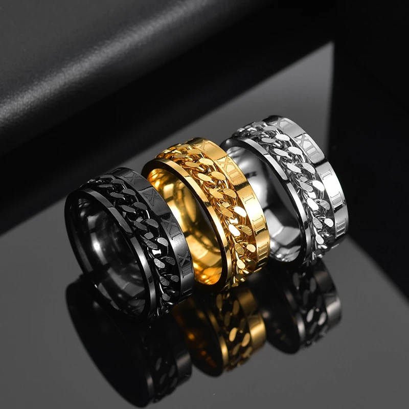 Letdiffery Cool Stainless Steel Rotatable Men Ring Roman Numbers Finger Rings High Quality Spinner Chain Punk Women Jewelry for Party Gift
Letdiffery Cool Stainless Steel Rotatable Men Ring Roman Numbers Finger Rings High Quality Spinner Chain Punk Women Jewelry for Party Gift