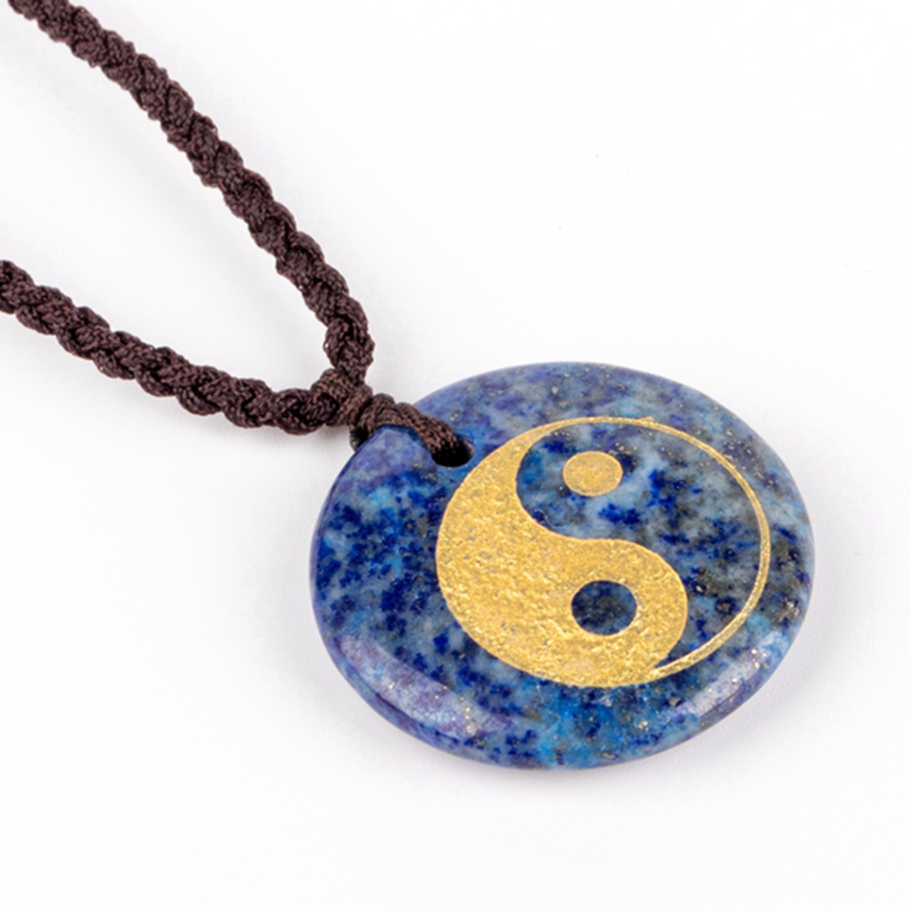 Engrave Taoist Taiji YinYang Fish Pattern Pendant Necklace Natural Crystal Stone Reiki Healing Jewelry Men's and Women's Charm Drop Necklace