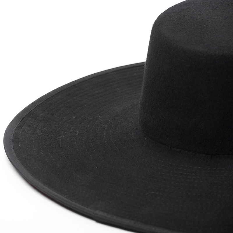 Classical UNISEX WIDE BRIM SPLICE TWO TONE WOOL FEDORA Winter Warm Wide Brim Women Hats Red Black Ladies Church Derby Dress Hat LJ201030