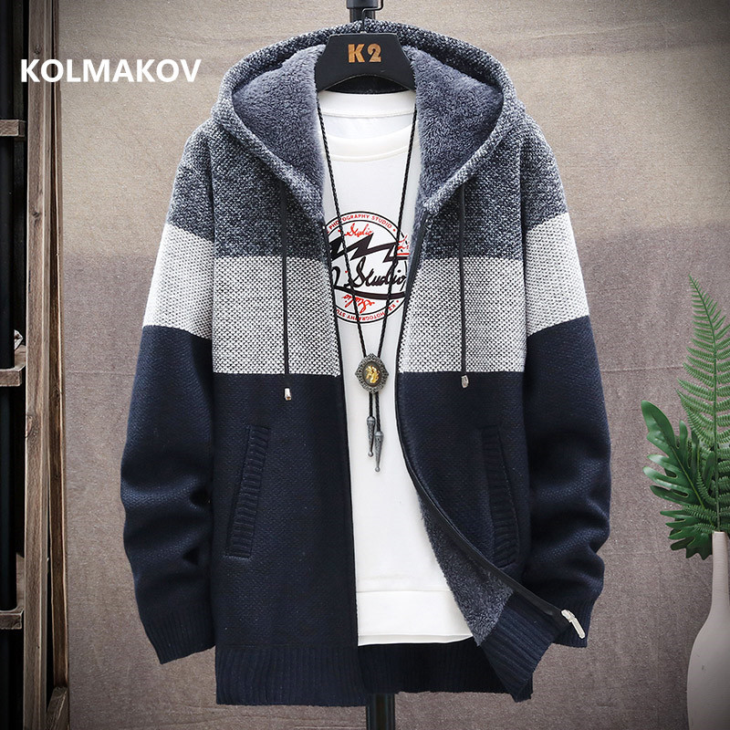 winter Men's high quality Knitted thicken Mens Coats Hood Male Sweater Casual Keep warm Male Cardigan Sweaters Men 201028