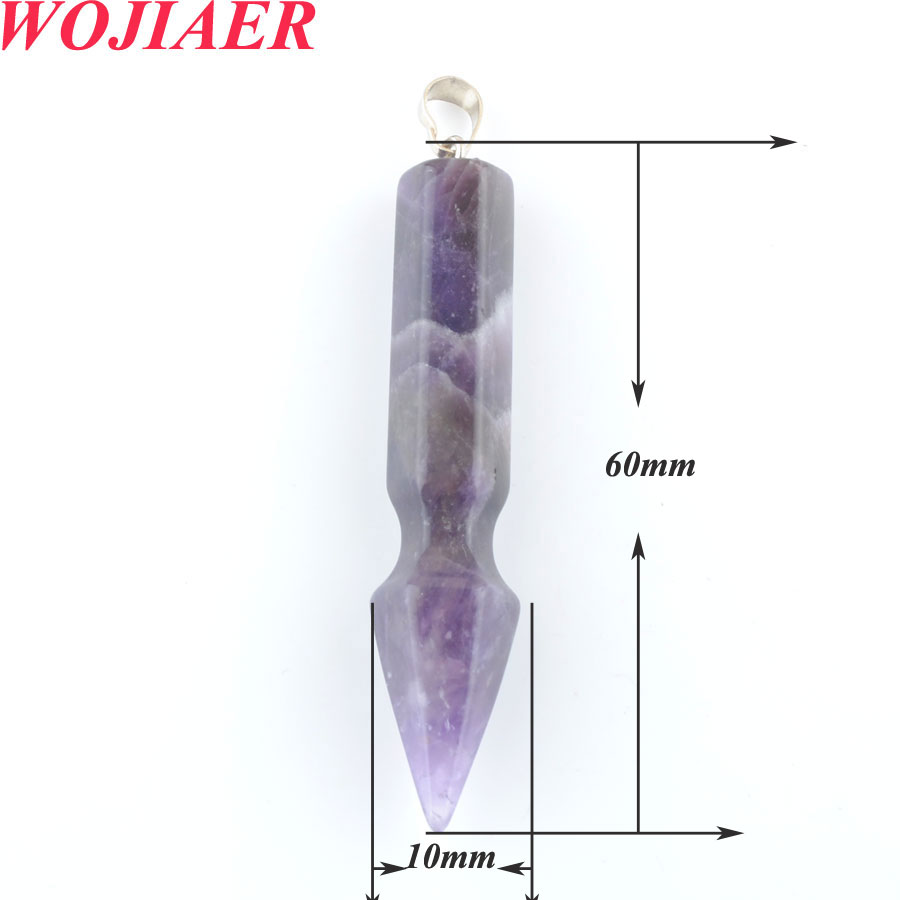 WOJIAER Natural Stone Hexagonal Column Pendant Necklace for Healing Point Women Jewelry Crystal Bullet Tiger's Eye DBO909