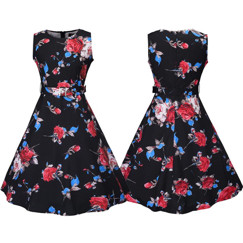 Women knee-length summer dress sexy sleeveless round neck slim printed dress swing, Red
Women knee-length summer dress sexy sleeveless round neck slim printed dress swing, Red