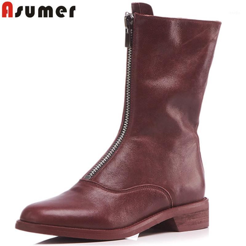 ASUMER size 34-43 fashion women boots round toe zip genuine leather boots low heels classic ankle ladies prom shoes1, Black
ASUMER size 34-43 fashion women boots round toe zip genuine leather boots low heels classic ankle ladies prom shoes1, Black