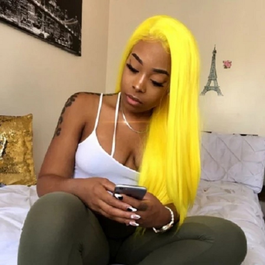 Yellow Wave Bob brazilian hair Lace Front Wigs 13X4 Pre Plucked Short straight synthetic Bob Wigs For Black Women Bleach Knots
