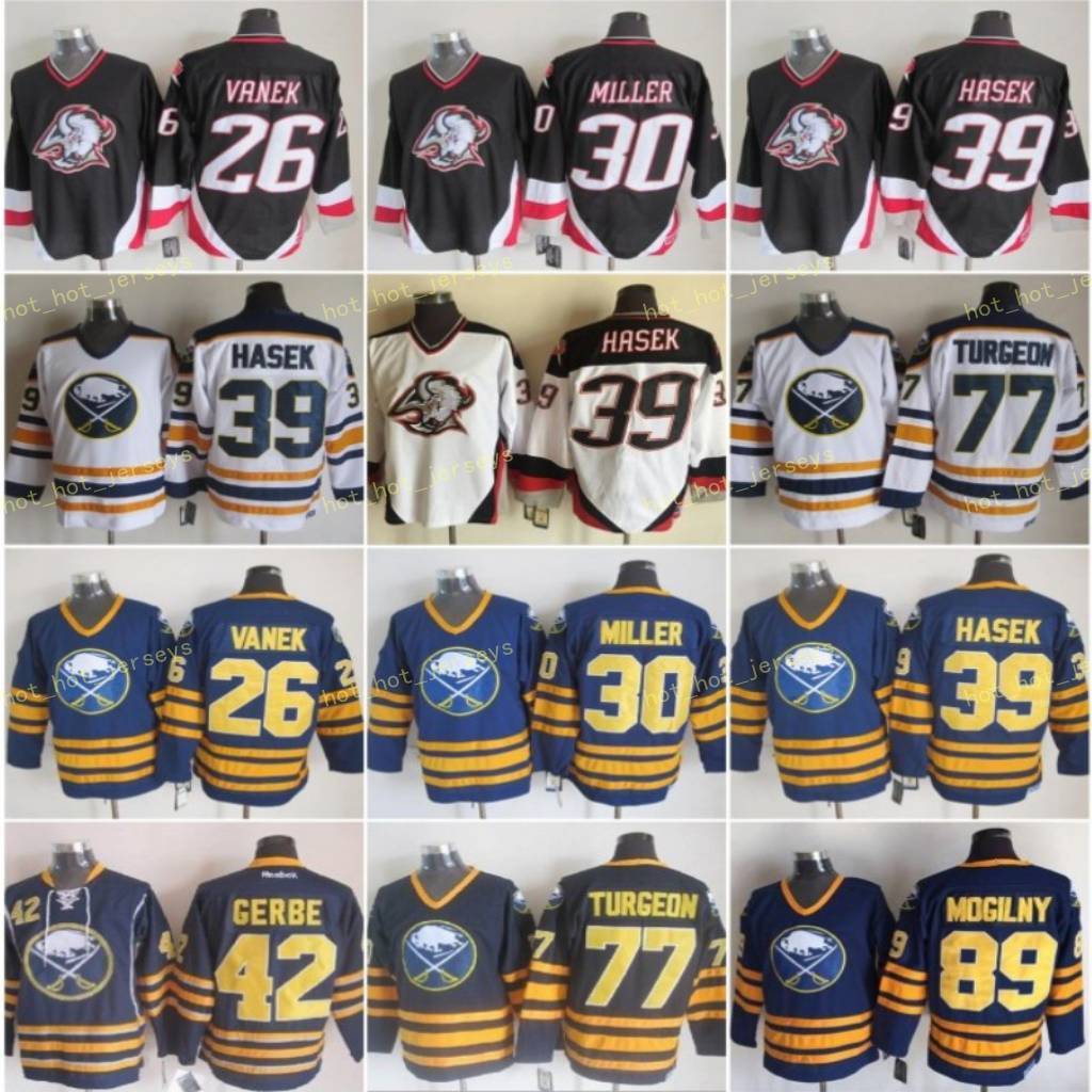 Men 30 Ryan Miller Buffalo Jersey Sabres 26 Thoma Vanek 77 Pierre Turgeon 39 Dominic Hasek 42 Nathan Gerbe 89 Mogilny Blue White Ice Hockey, Black;red
Men 30 Ryan Miller Buffalo Jersey Sabres 26 Thoma Vanek 77 Pierre Turgeon 39 Dominic Hasek 42 Nathan Gerbe 89 Mogilny Blue White Ice Hockey, Black;red