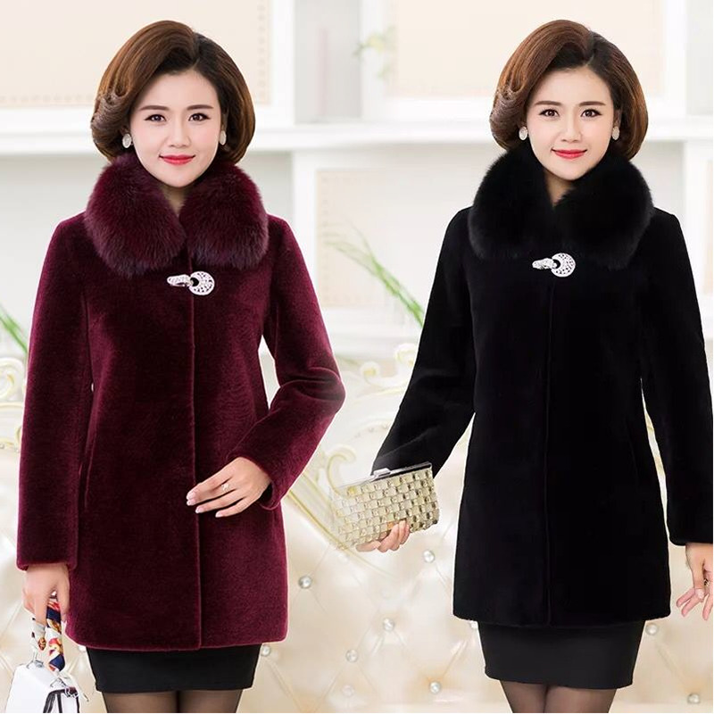 Vison Velo Jacket Autumn Imitation Female Middle-aged Mother Coat with a Fur Collar of Winter Outerwear R89 L0jd, Black
Vison Velo Jacket Autumn Imitation Female Middle-aged Mother Coat with a Fur Collar of Winter Outerwear R89 L0jd, Black