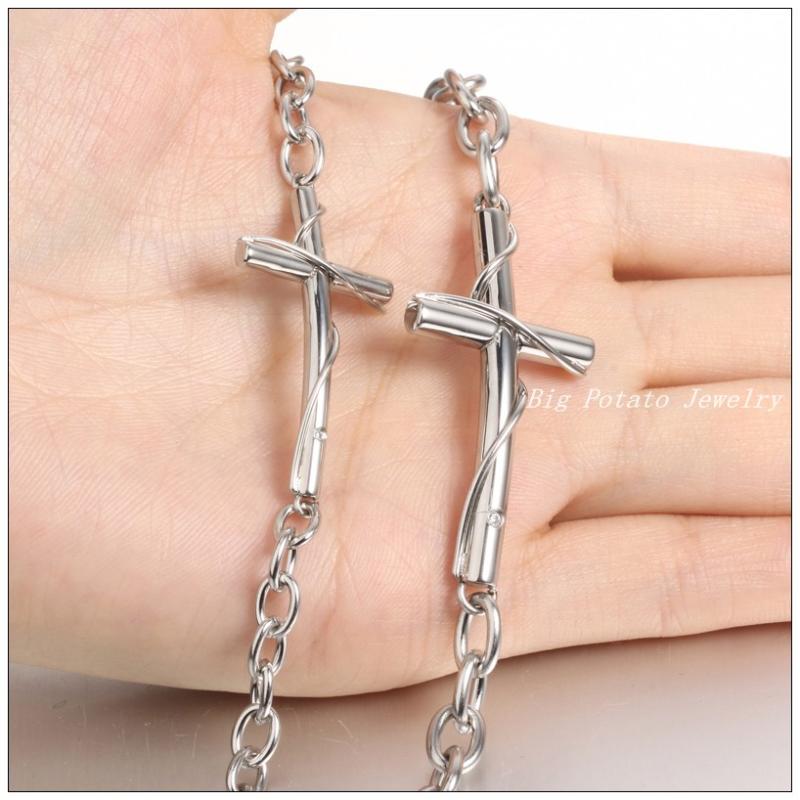 High Polishing 316L Stainless Steel Silver Color Cross Chain Men Women Bracelet Bangle Lovers Couples Jewelry Not Fade
High Polishing 316L Stainless Steel Silver Color Cross Chain Men Women Bracelet Bangle Lovers Couples Jewelry Not Fade