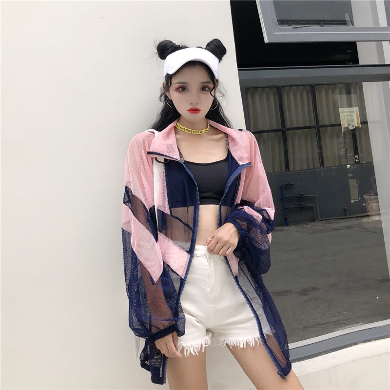 perspective jacket women Oversize Streetwear Coat bomber jacket thin cardigan coat female Summer jackets Loose Harajuku Coat 201017