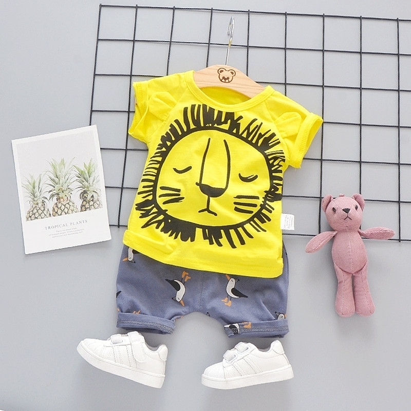 Summer Clothes Kids Toddler Boy girl Shirt Suit 1 2 3 4 Years Lion Set Short Sleeve Cotton Children Clothing Boys Outfit Printed 201031, Yellow no shoes
Summer Clothes Kids Toddler Boy girl Shirt Suit 1 2 3 4 Years Lion Set Short Sleeve Cotton Children Clothing Boys Outfit Printed 201031, Yellow no shoes