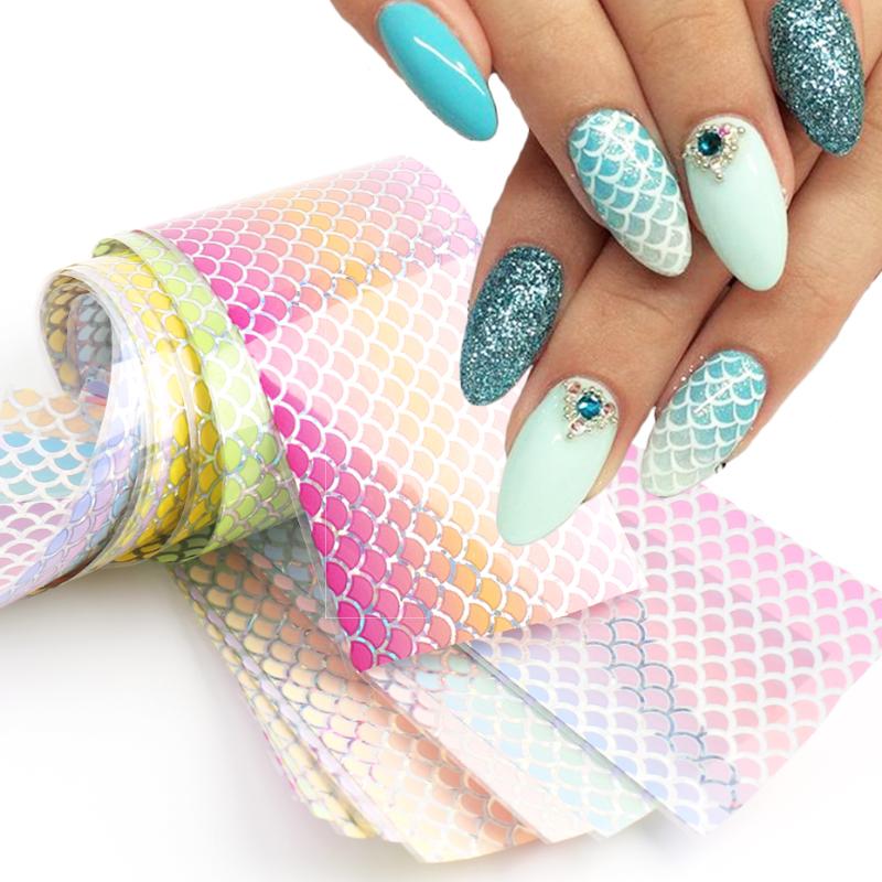 10pcs Mermaid Nail Foils Gradient Fish Scale Nail Art Decorations Holographic Adhesive Paper Colorful Design For Manicure LE9114, 9114-10pcs bag
10pcs Mermaid Nail Foils Gradient Fish Scale Nail Art Decorations Holographic Adhesive Paper Colorful Design For Manicure LE9114, 9114-10pcs bag