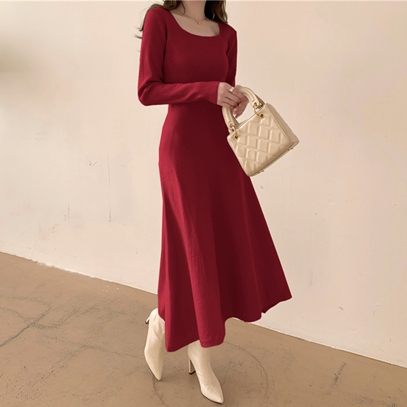 New 2021 Spring Fashion Women's Knit Es Casual Long Sleeve Square Collar Vestidos Ladies Solid Party Wnt4, Red
New 2021 Spring Fashion Women's Knit Es Casual Long Sleeve Square Collar Vestidos Ladies Solid Party Wnt4, Red