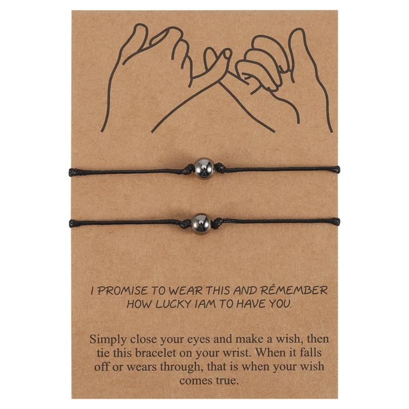 2pcs/set Wish Jewelry Round Ball Spherical Wax Line Braided Couple Bracelet Natural Stone Lucky Black String Fashion Jewelry
2pcs/set Wish Jewelry Round Ball Spherical Wax Line Braided Couple Bracelet Natural Stone Lucky Black String Fashion Jewelry