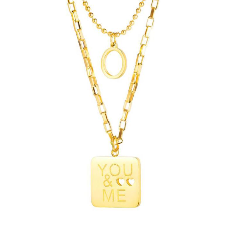 Stainless Steel Gold Tag Engrave You and Me Lovers Pendant Necklace Women Minimalism Multilayer Letter Necklaces Gift For Him
Stainless Steel Gold Tag Engrave You and Me Lovers Pendant Necklace Women Minimalism Multilayer Letter Necklaces Gift For Him