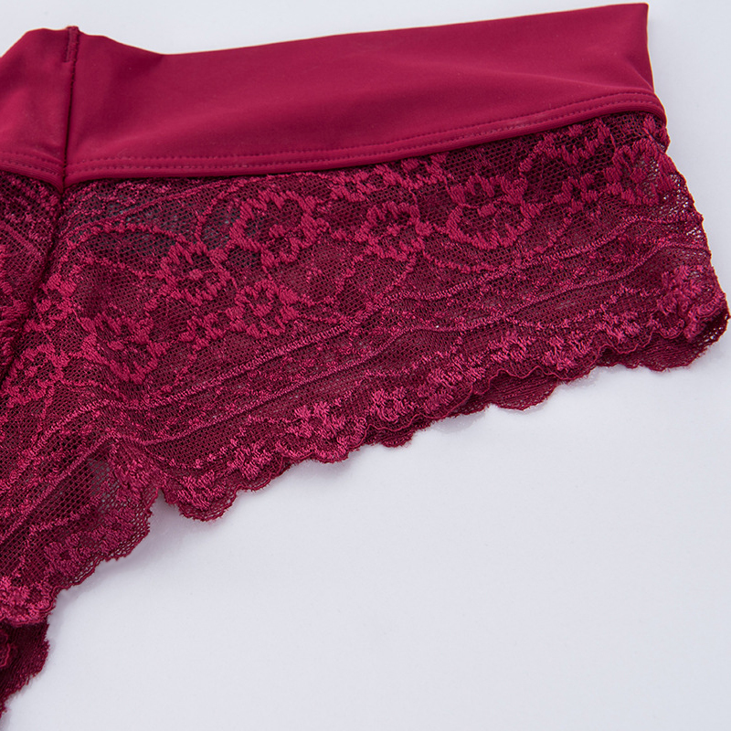 BANNIROU Female Panties Lace Sexy Briefs Lingerie Red Black White Hot Sale Soft New Seamless Lace Underwear Woman 3 Pieces 201112