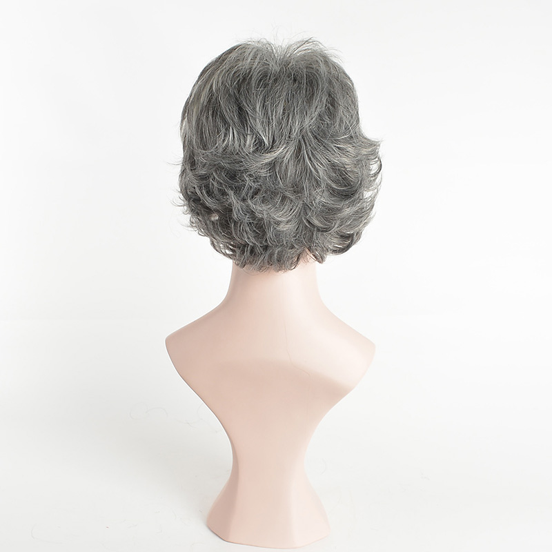 Short Wave Gray Ombre Color Heat Resistant for Fashion Women Synthetic Free Wig Cap