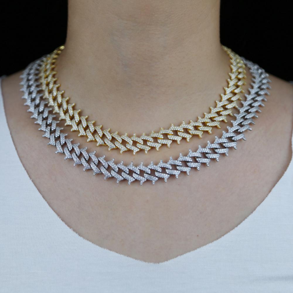 Hip Hop Bling Iced out 18-22inches Cuban Link Chain Necklace Luxury Gold Silver Jewelry for Women and Men