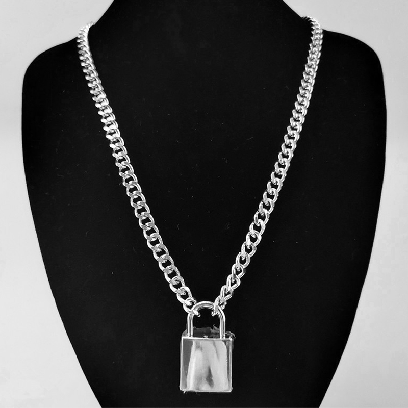 Choker Lock Necklace Layered On The Neck With Lock Punk Jewelry Key Padlock Pendant Chain For Women Men Sweater Chains Necklaces Y200730