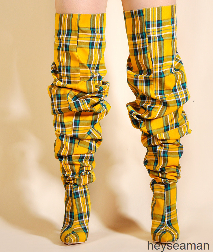 Boots Color matching Plaid sexy pointed knee high heel catwalk stage boots fashion top U4I5, 2# shoe box
Boots Color matching Plaid sexy pointed knee high heel catwalk stage boots fashion top U4I5, 2# shoe box
