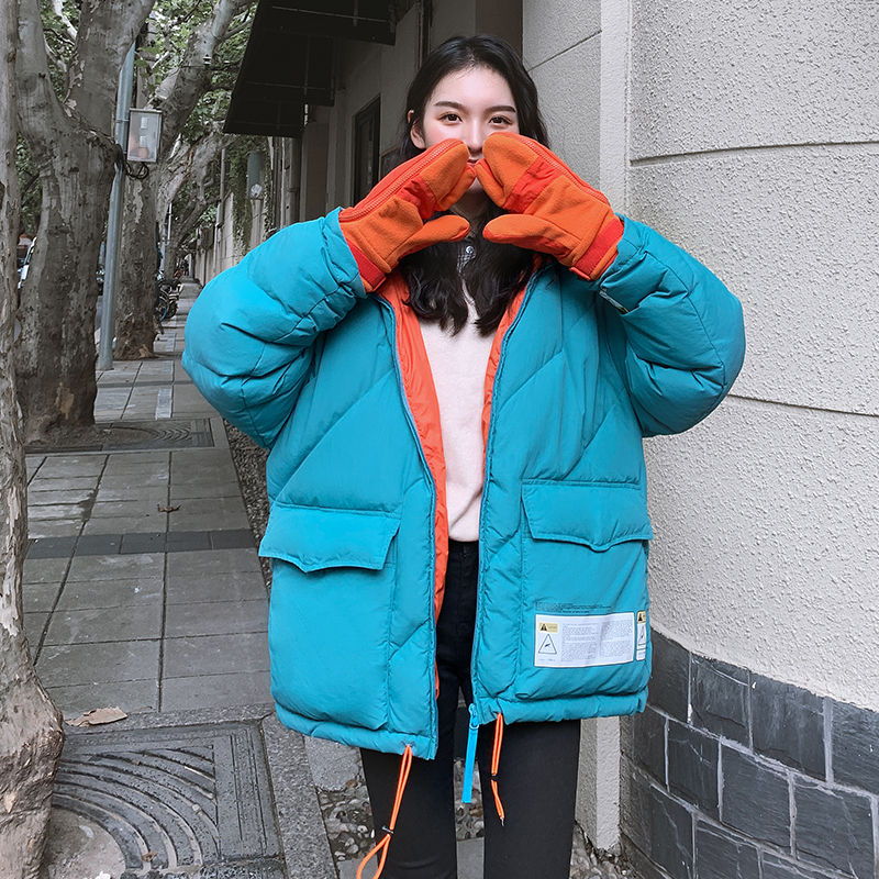 Winter Long Woman Parkas Hooded Patchwork Letter Print Plus Size Women's Jacket Stand Collar Korean Style Female Cold Coat 201027