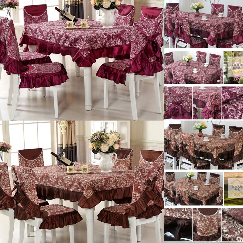Clearance! Top Grade Jacquard Square Dining Table Cloth Rustic Cloth Set Christmas Wedding Lace Tablecloths (Only tablecloths