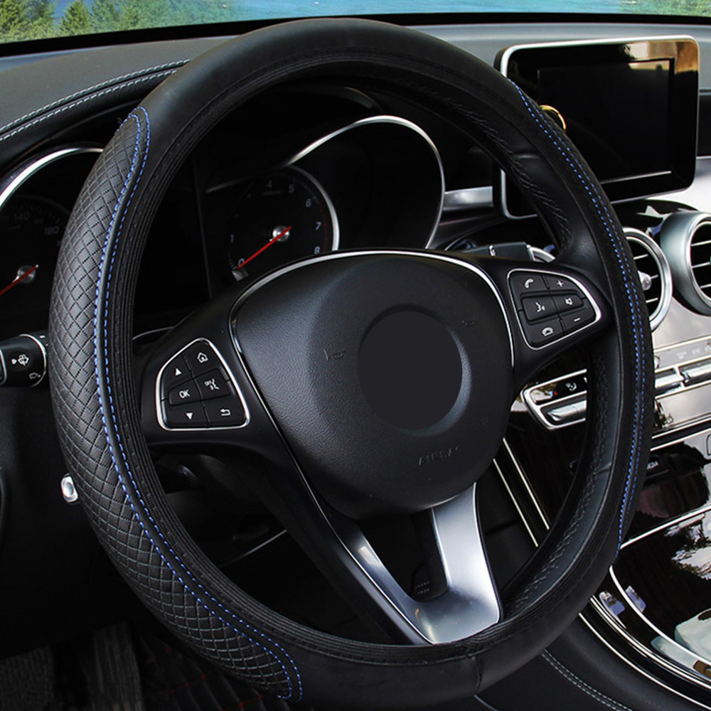 antislip pu microfiber universal embossing leather auto steering wheel cover car steering wheel cover interior accessories