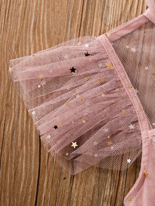 Toddler Girls Layered Hem Star Mesh Dress SHE