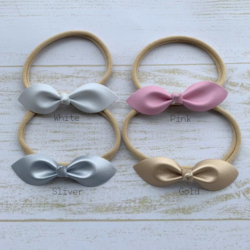 20pcs/lot Faux Leather Knot Bow Headband Nylon Hair Band For Babys fits More1, As pic
20pcs/lot Faux Leather Knot Bow Headband Nylon Hair Band For Babys fits More1, As pic