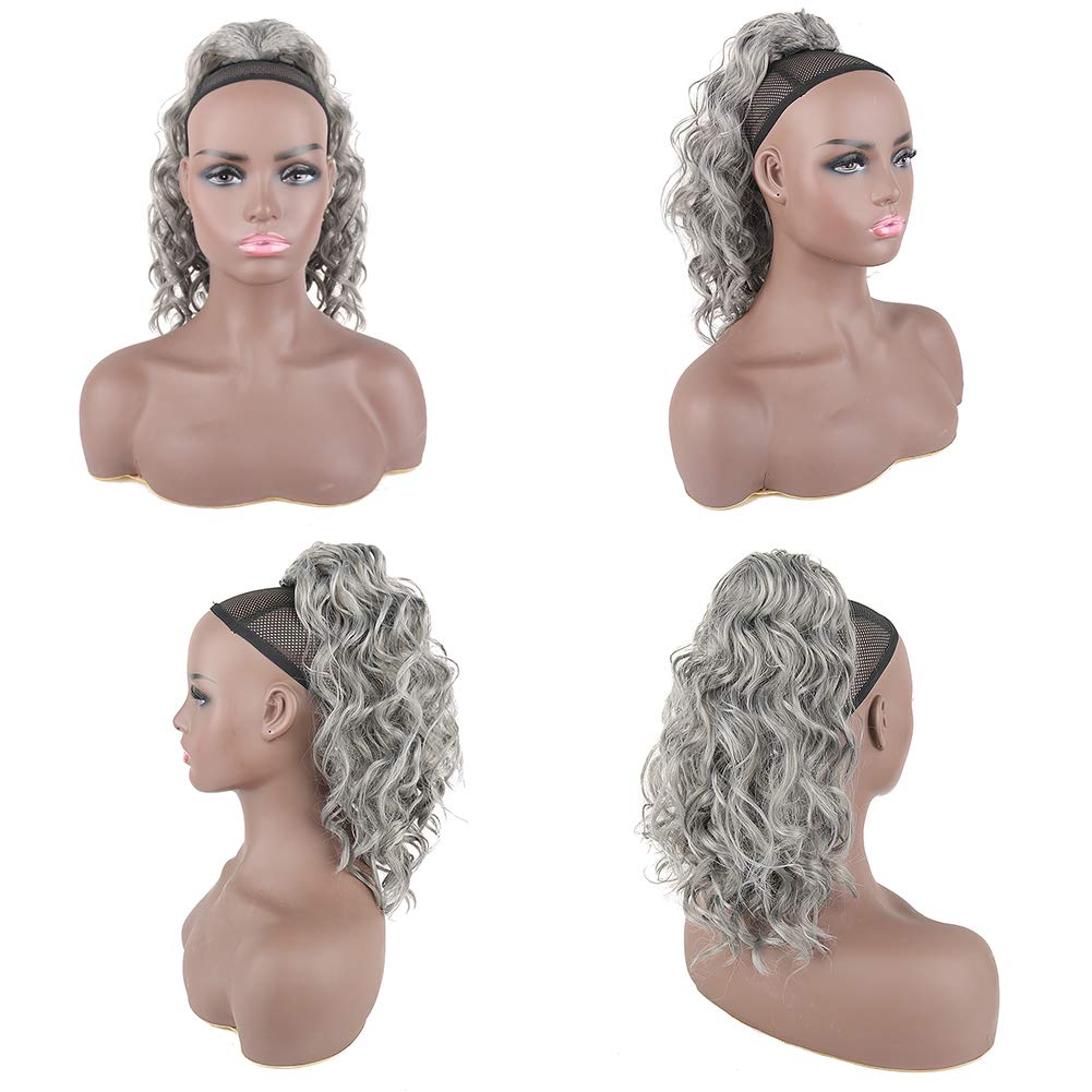 Body Wave salt and pepper silver grey human hair ponytail gray pony tail 140g clip ins human hair ponytais hairpieces