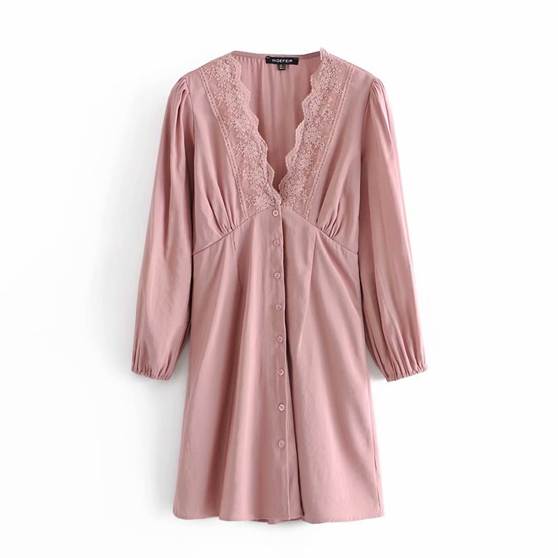 2021 New Doce Slido Rosa Outono Moda Senhoras Rendas Com Decote Em v Elegante Feminino Boto Vestido Meninas Vestidos Kdbq, Pink
2021 New Doce Slido Rosa Outono Moda Senhoras Rendas Com Decote Em v Elegante Feminino Boto Vestido Meninas Vestidos Kdbq, Pink