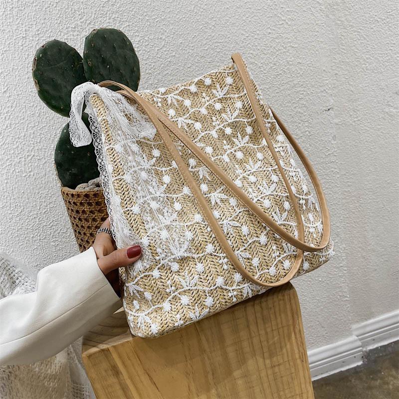Fashion Silk Decor Shoulder Crossbody bag Handbags Straw Woven Women Top-handle Bags Casual Summer Beach Shopping Totes, Khaki
Fashion Silk Decor Shoulder Crossbody bag Handbags Straw Woven Women Top-handle Bags Casual Summer Beach Shopping Totes, Khaki