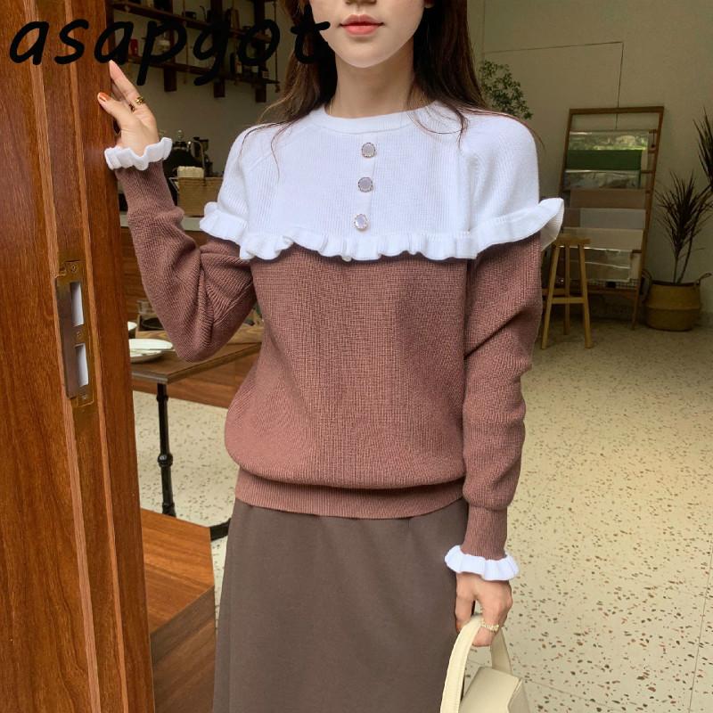 Thick Stitching Sweater Women 2020 Autumn Winter New Korean Chic New Contrast Retro Ruffles Button Knit Top Wooden Ears Wild, Black
Thick Stitching Sweater Women 2020 Autumn Winter New Korean Chic New Contrast Retro Ruffles Button Knit Top Wooden Ears Wild, Black