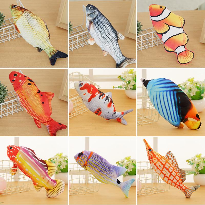 Fish Cat Realistic Plush Electric Flipping Doll Funny Interactive Pets Chew Bite Floppy Toy Perfect for Kitty Exercise