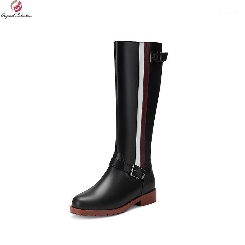 Original Intention Fashion Women Mid-Calf Leather Vertical Stripes Boots Black Low Heels Boots Round Toe Shoes Woman Size 4-131, Oi1196 black
Original Intention Fashion Women Mid-Calf Leather Vertical Stripes Boots Black Low Heels Boots Round Toe Shoes Woman Size 4-131, Oi1196 black