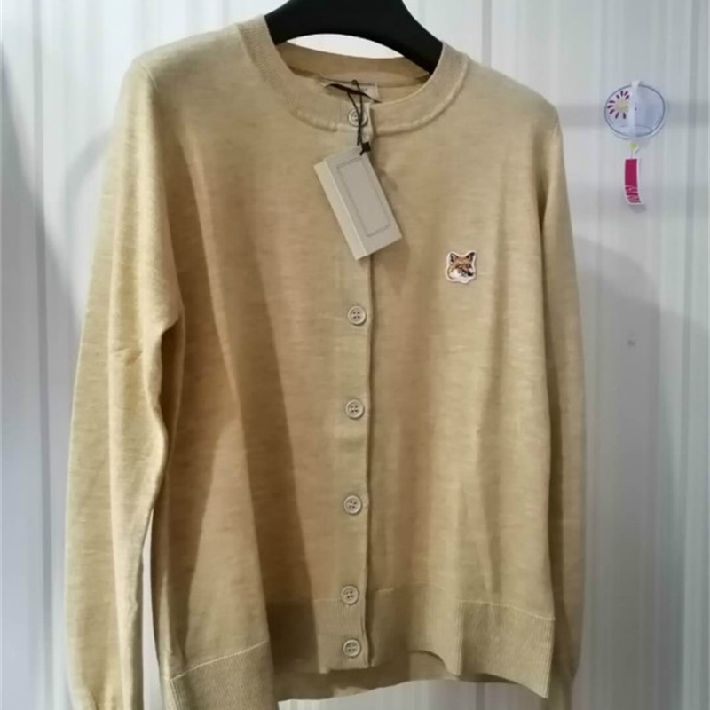 Autumn 2020 New Fox Embroidery Round O Neck Button Long Sleeve Single Breasted Casual Knitted Cardigan Women Sweater LJ201112