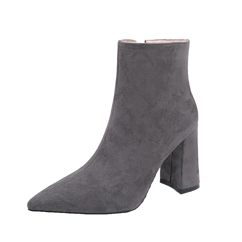 All-match boots nude boots new autumn and winter pointed thick with square heel short sexy warm zipper high heels, Black
All-match boots nude boots new autumn and winter pointed thick with square heel short sexy warm zipper high heels, Black