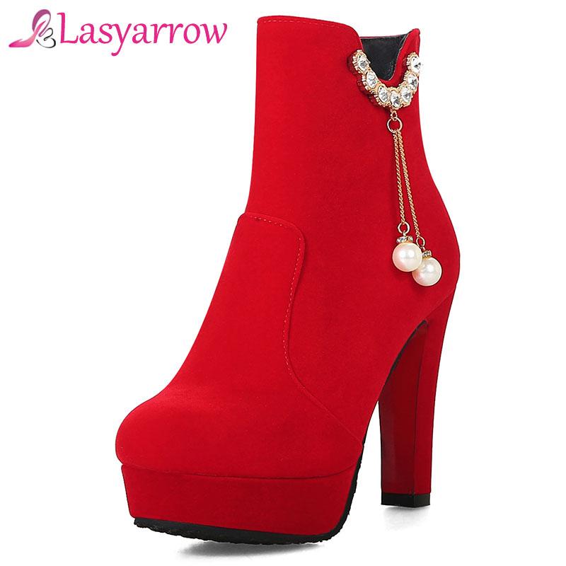 Lasyarrow Crystal Flock Platform Shoes Woman Ankle Boots Party Zipper Solid Women's Boots Autumn Winter Fashion Wedding Shoes, Black
Lasyarrow Crystal Flock Platform Shoes Woman Ankle Boots Party Zipper Solid Women's Boots Autumn Winter Fashion Wedding Shoes, Black