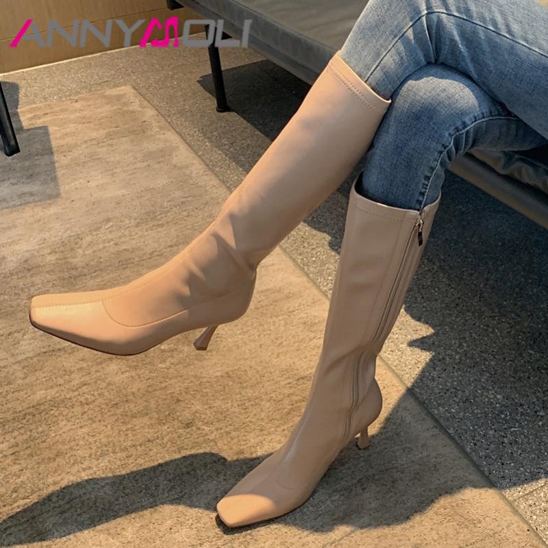 ANNYMOLI Knee High Boots Women Shoes Zipper High Heel Ladies Long Boots Square Toe Stiletto Heels Stretch Autumn Winter 40, Black synthetic lin
ANNYMOLI Knee High Boots Women Shoes Zipper High Heel Ladies Long Boots Square Toe Stiletto Heels Stretch Autumn Winter 40, Black synthetic lin