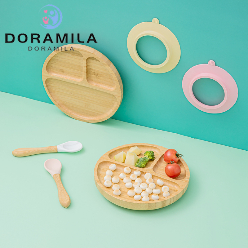 Kids Bowl Set Baby Feeding Plate Kids Bowl & Spoon Set Suction Cup Dishes Tableware Children Baby Plate Baby Product Gift LJ201019