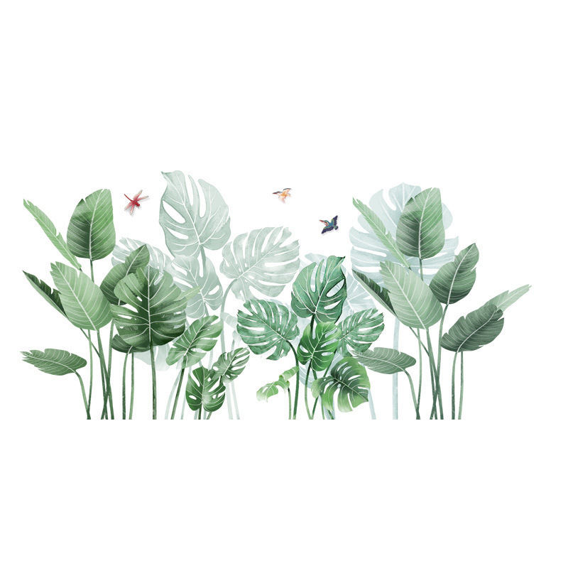 Large Green Tropical Plant Leaves Stickers Wall Door Decor Living Room Corner Decoration Removable Vinyl Mural Art Decals LJ201128