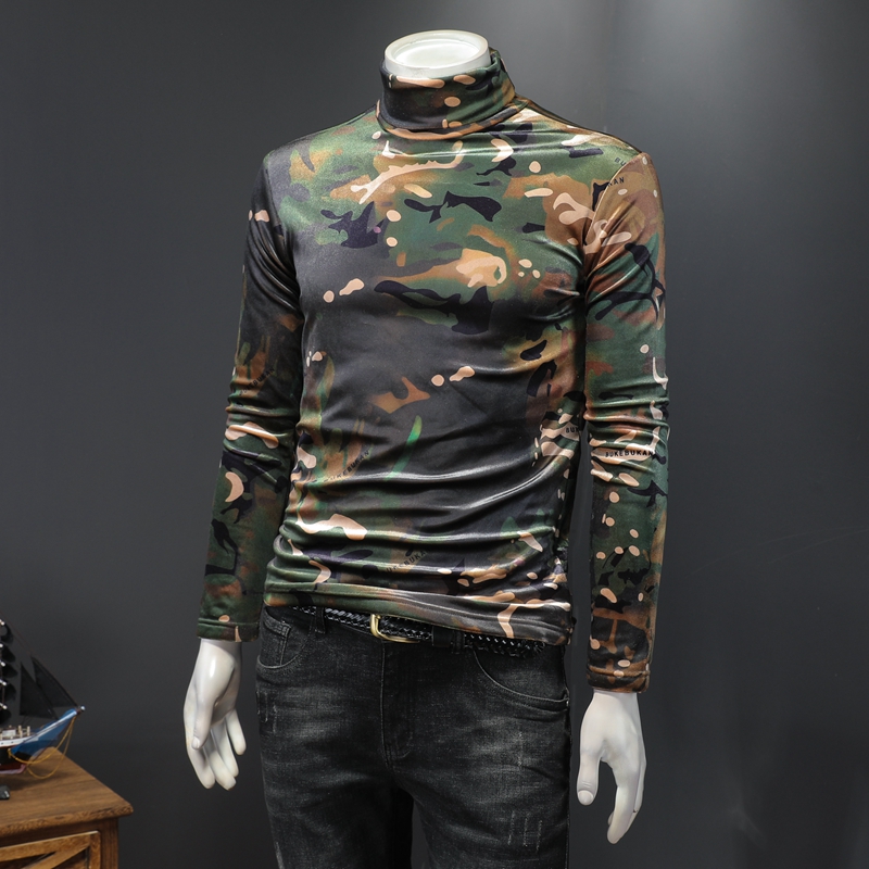 2020 mid-high collar thick camouflage velvet long-sleeved T-shirt Korean version of the trend of men's inner base shirt autumn clothes, White;black
2020 mid-high collar thick camouflage velvet long-sleeved T-shirt Korean version of the trend of men's inner base shirt autumn clothes, White;black