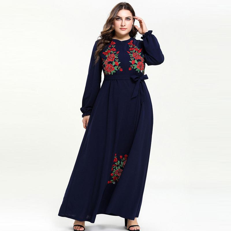 2021 High quality Flower Embroidery Long Muslim Abaya Zipper Up Self-belt Big Swing Woven Maxi Dresses Vestidos Plus Size 4XL
2021 High quality Flower Embroidery Long Muslim Abaya Zipper Up Self-belt Big Swing Woven Maxi Dresses Vestidos Plus Size 4XL