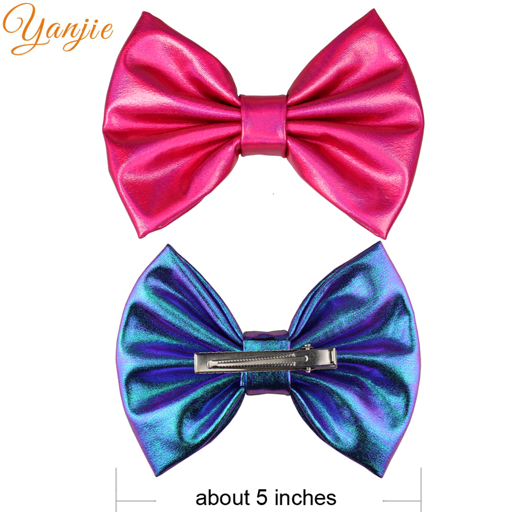 10pcs/lot 5'' Big Messy Metallic Glitter Bow Hair Clips For Children And Kids Hair bows Little Girls Headbands Hair Accessories LJ200903