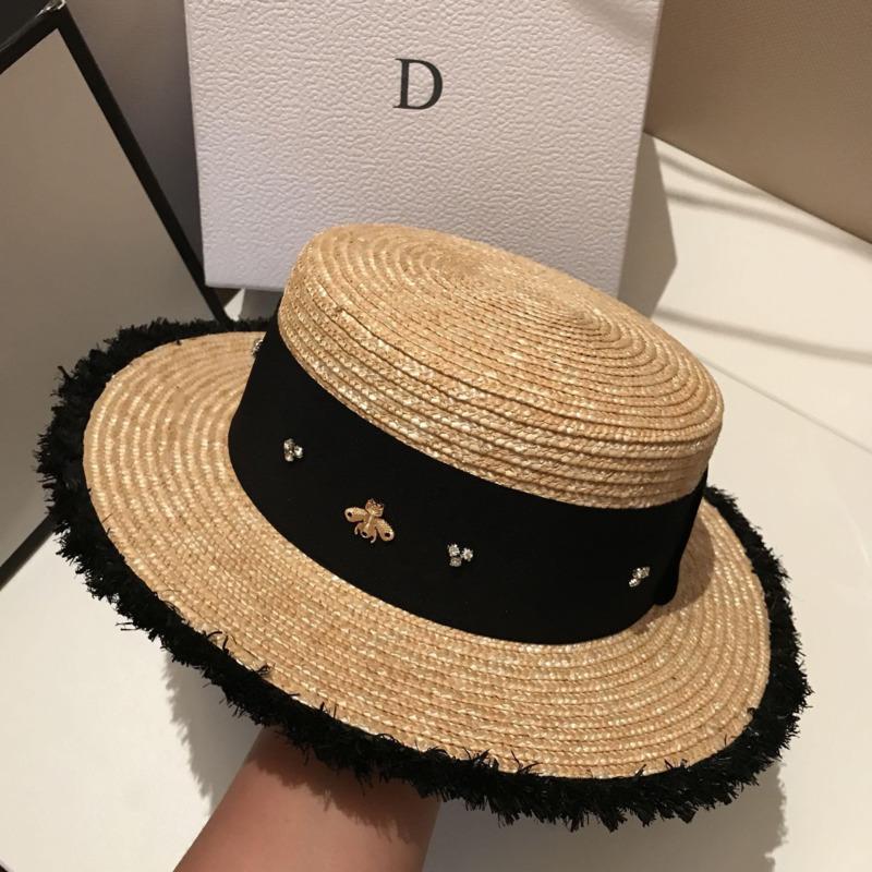 Ladies Sun Fedora Hats Small Bee Straw Hat European And American Retro Hat Female Sunshade Flat Cap Visors, Khaki
Ladies Sun Fedora Hats Small Bee Straw Hat European And American Retro Hat Female Sunshade Flat Cap Visors, Khaki