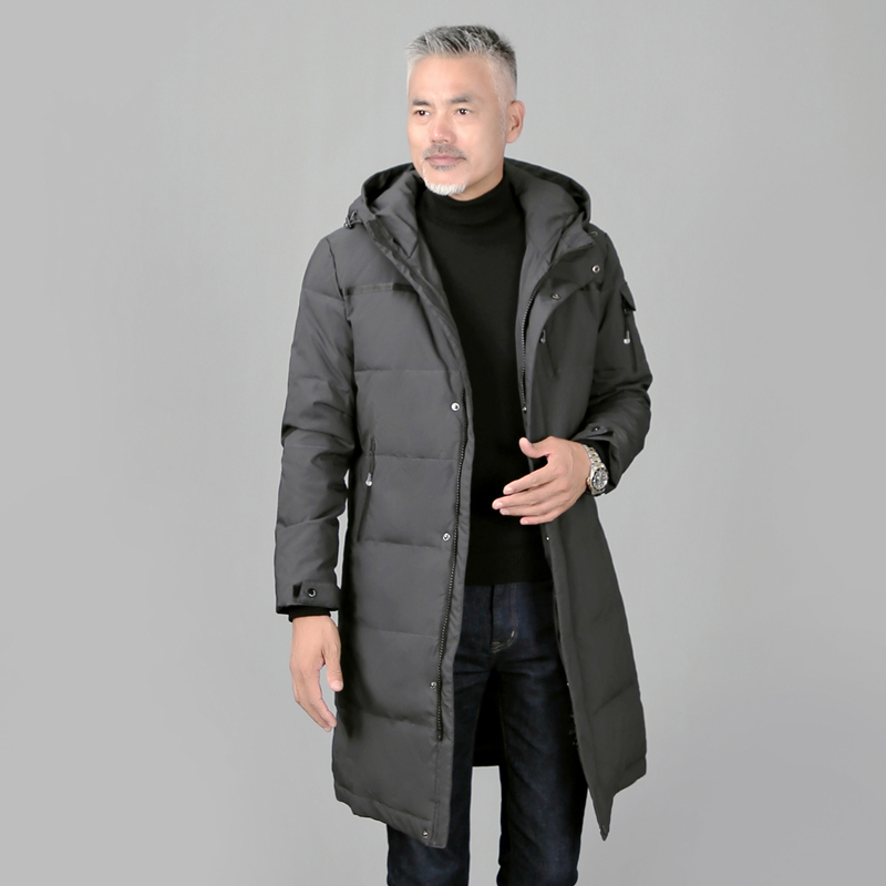 Men's Down Parkas Plus Size 5XL Middle-aged Winter Coat For Father Long White Duck Jacket Hooded Parka Overcoat 220909
