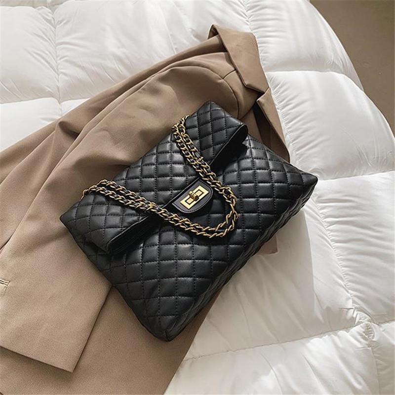 2021 Fashion Women Tote bag Lattice diamond PU Leather Women's luxury Handbag Lock chain Large capacity Shoulder Messenger Bag, Black
2021 Fashion Women Tote bag Lattice diamond PU Leather Women's luxury Handbag Lock chain Large capacity Shoulder Messenger Bag, Black