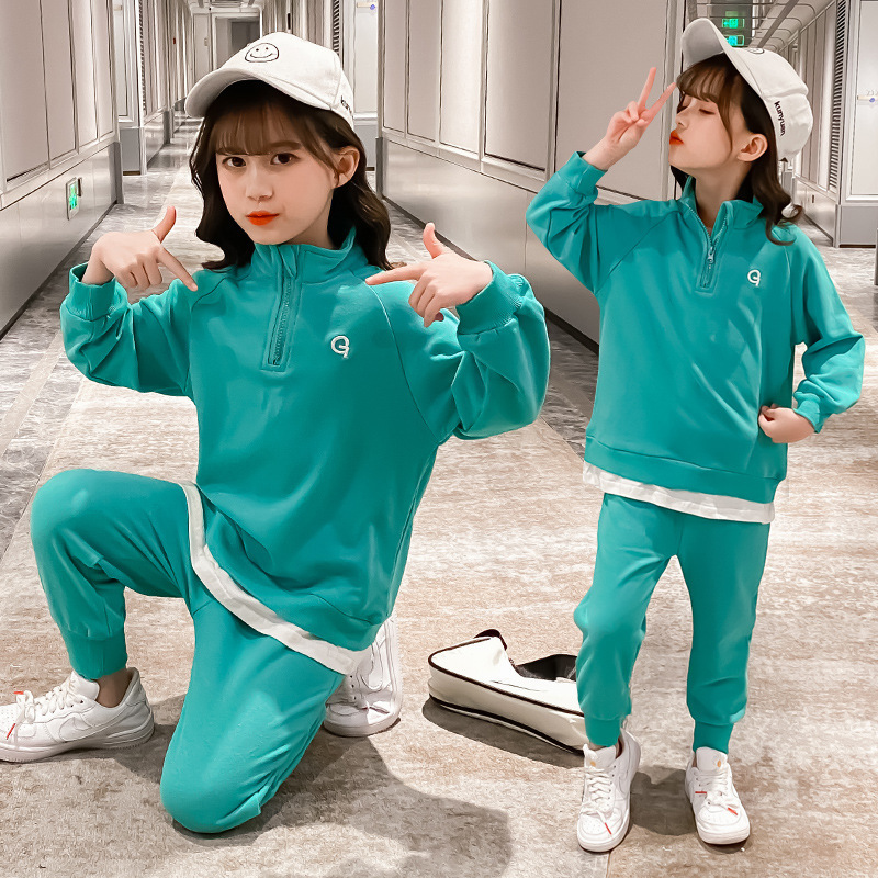 Children Girls Clothing Set Blogger Hot Push Fashion Multicolor Patchwork Baby Girls Outfits Teenage Girls Casual Sports SuitX1019