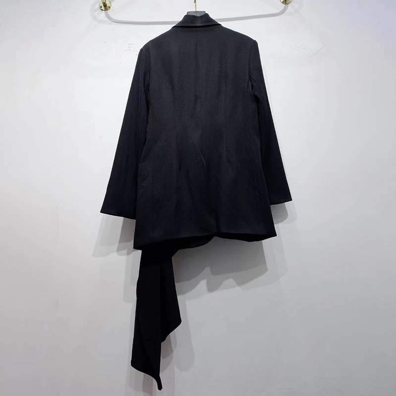 TWOTWINSTYLE Casual Irregular Blazer For Women Notched Long Sleeve Korean Black Coat Female Autumn Fashion Clothing 201114
